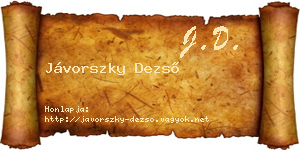 Jávorszky Dezső névjegykártya