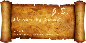 Jávorszky Dezső névjegykártya