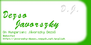 dezso javorszky business card